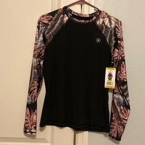 NWT Hurley Swim Rash Guard in scattered palm